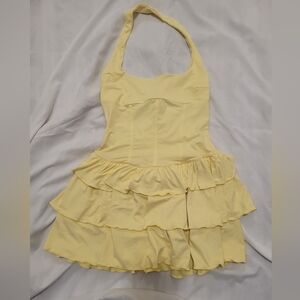 Yellow Ruffled Halter Dress - Women's Summer Dress